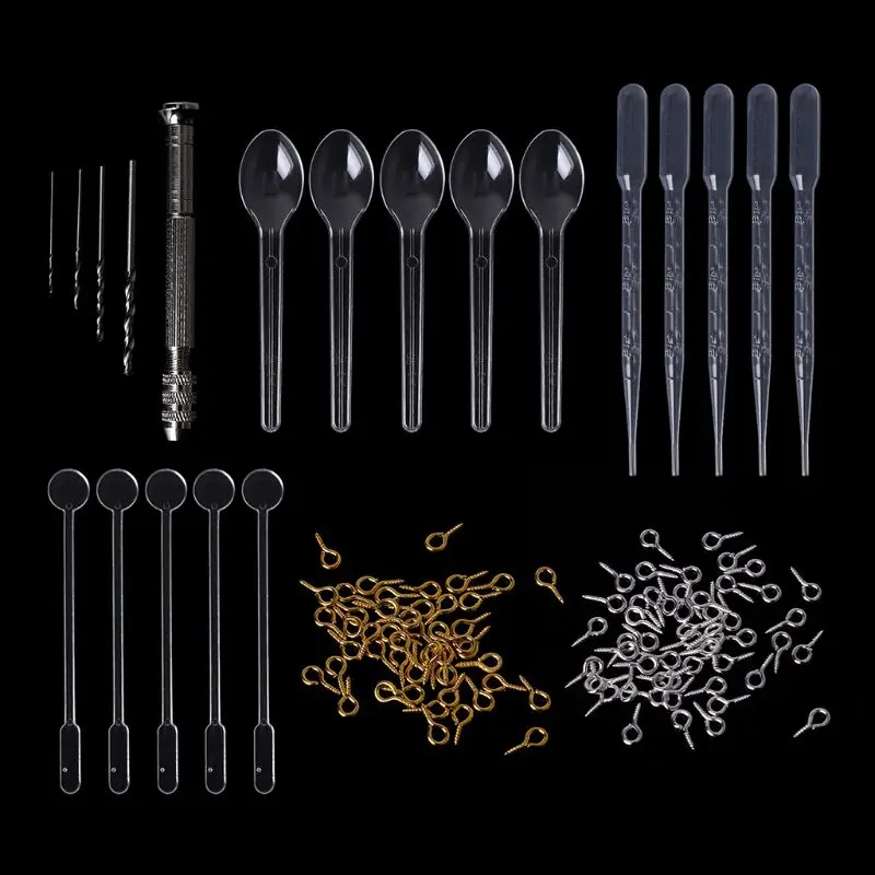 

1 Set Epoxy Resin Kit DIY Jewelry Making Tools Drill Pins Silver Gold Necklace Pendant Dropper Spoon Mix Stick Accessories Tool