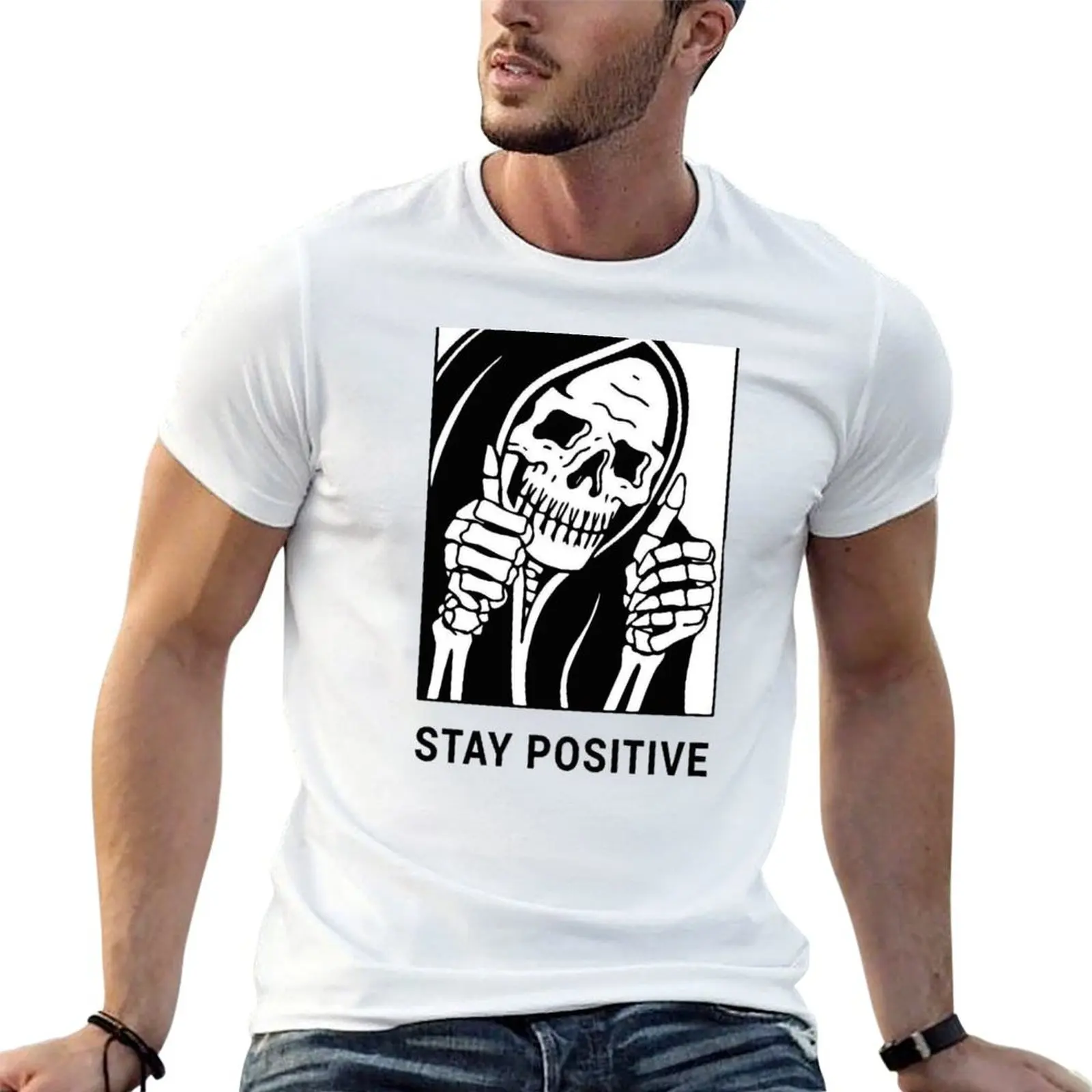 Фото Футболка Stay Positive, Reaper, водонепроницаемая, повседневная, универсальная, с коротким рукавом, Hydro Flask №1