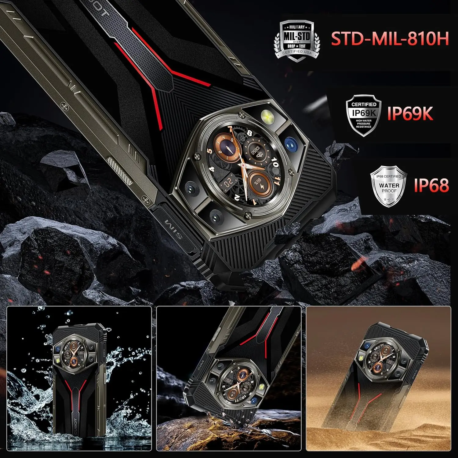 Фото CUBOT KingKong AX Прочный разблокированный Android14/MTK G99/24G RAM+256G ROM Dual SIM/6.58