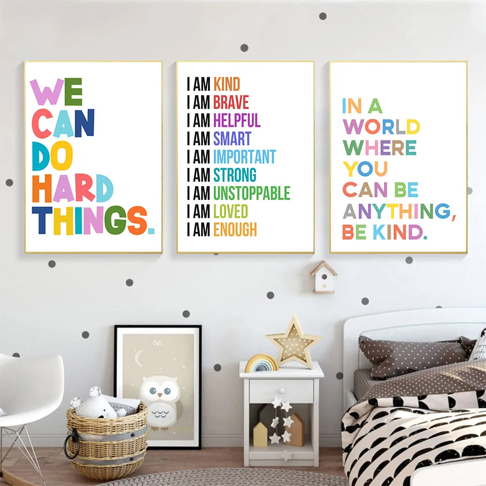 Фото - Colorful Posters for Kids We Can Do Hard Things Quote Wall Art Motivational Canvas Painting Bedroom Decor Frameless Wall Art various three hundred things a bright boy can do