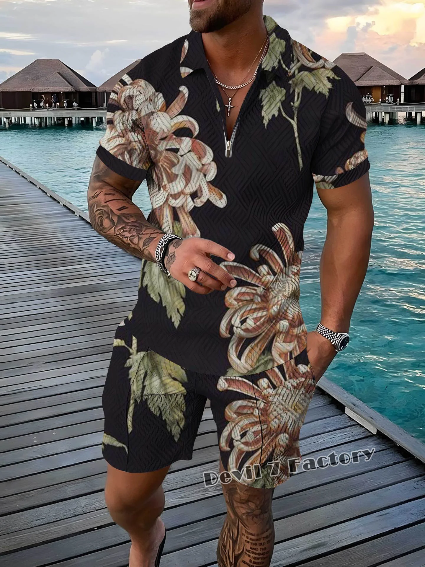 Men Polo Shirts Shorts Sets 2023 Fashion Street Tracksuit Summer New Men's Clothing 3D Printed Polo T-Shirt Short Sleeve Outfits