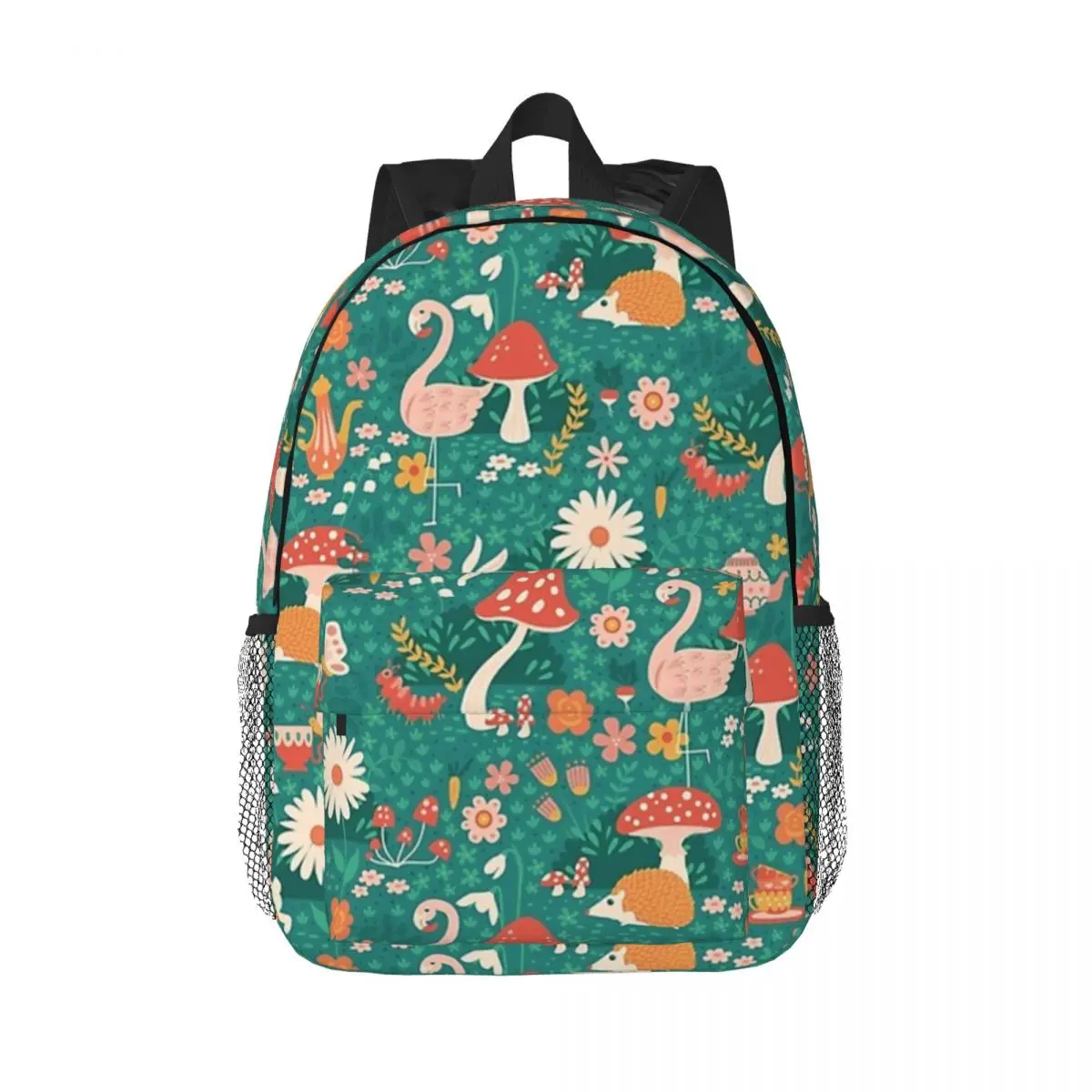 

Wandering In Wonderland - Teal + Red Backpacks Teenager Bookbag Casual Children School Bags Travel Rucksack Shoulder Bag