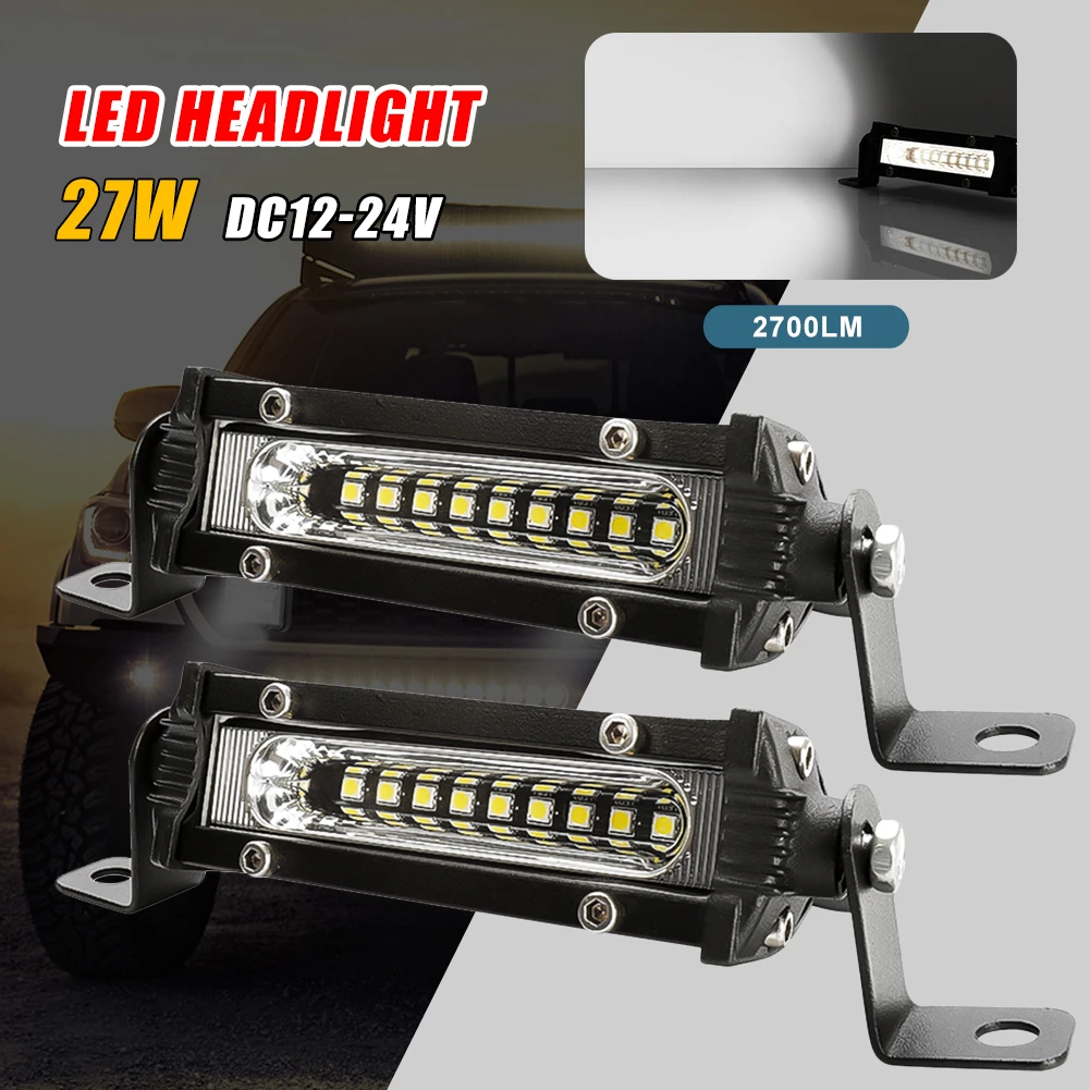 

2Pcs Car LED Work Light Bar 27W Off Road LED Pod Flood Light Headlight Waterproof For Car Truck SUV ATV Marine Auxiliary Lamp