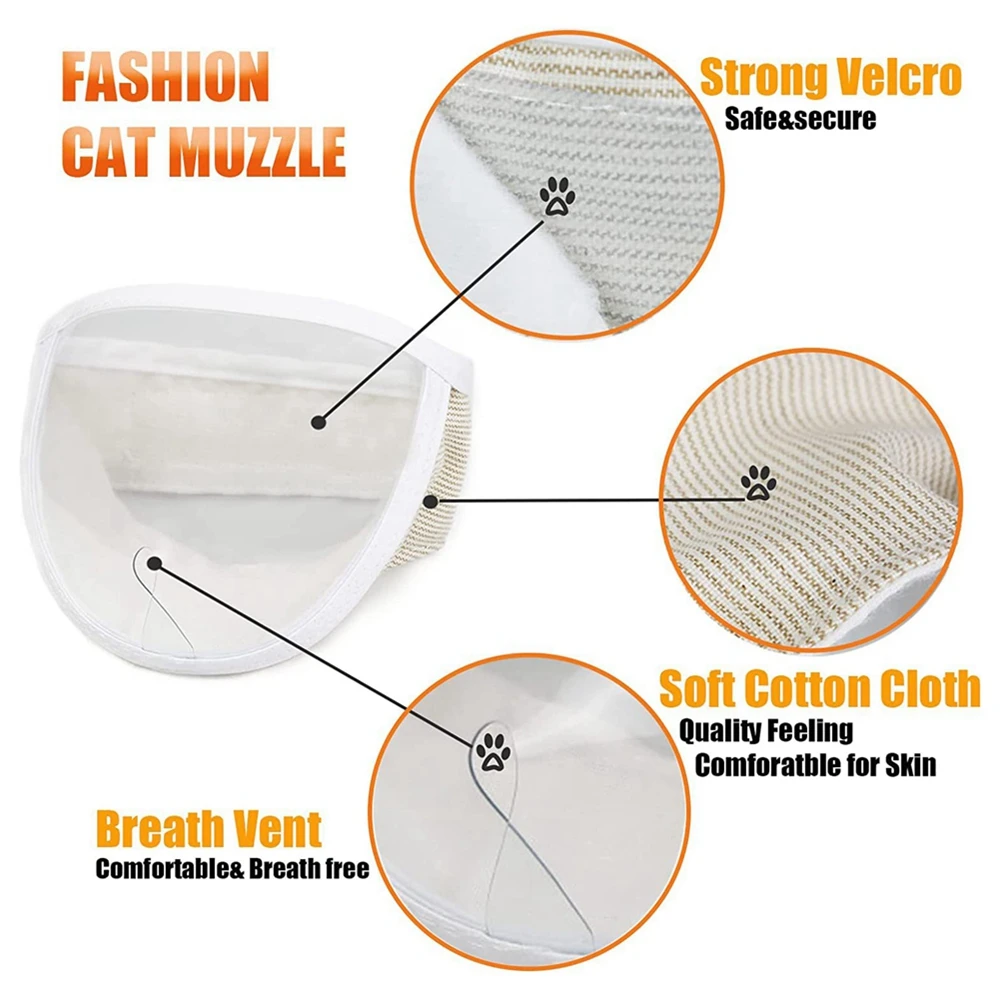 Cat Muzzle for Grooming Breathable Transparent Cat Face Guard Pet Muzzle for Nail Trimming and Bathing Cat Mouth Cover images - 6