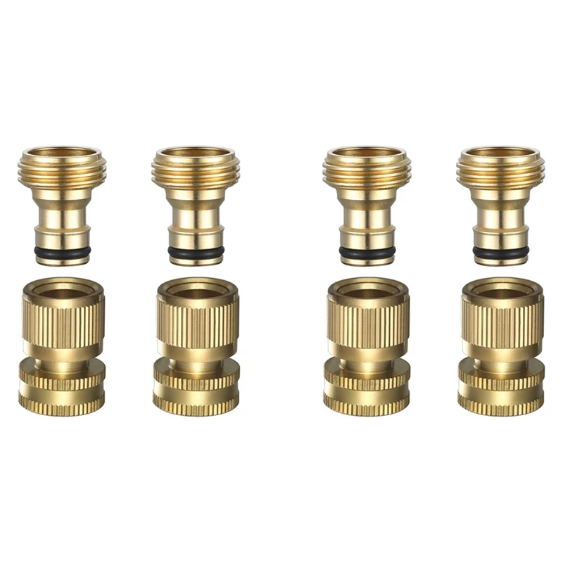 

Garden Hose Quick Connect - Connect Garden Hose Fittings, Water Hose Quick Connect, 3/4 Inch Male And Female Set, 4 Set