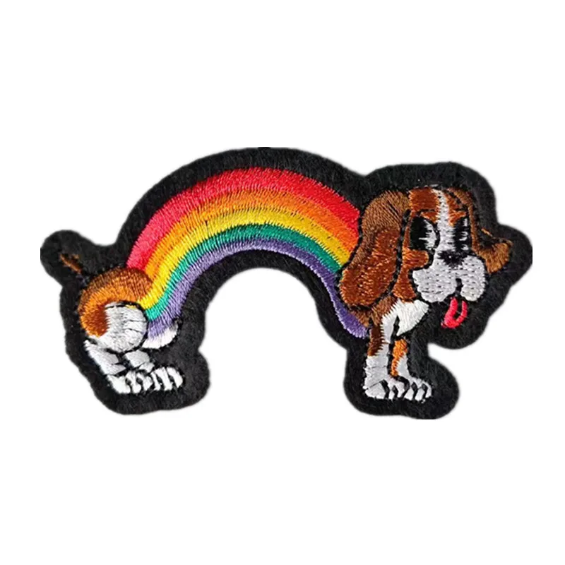 

Clothing Women Men Diy Embroidery Animal Patch Dog Rainbow deal with it Iron on patches for clothes Diy Fabric Free Shipping