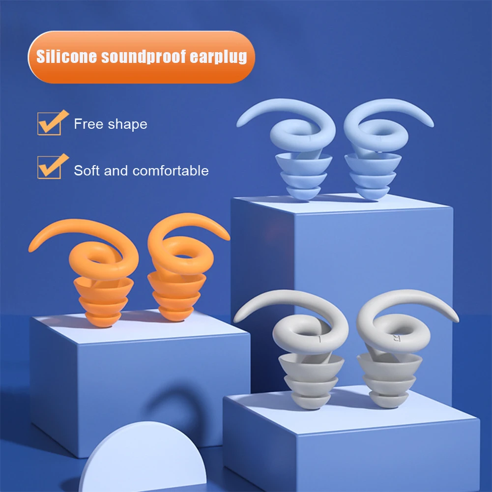 1Pair Soft Silicone Earplugs Noise Reduction Earplug Anti-Noise Sleeping Ear Plug for Travel Sleep Promotion Study Protector |