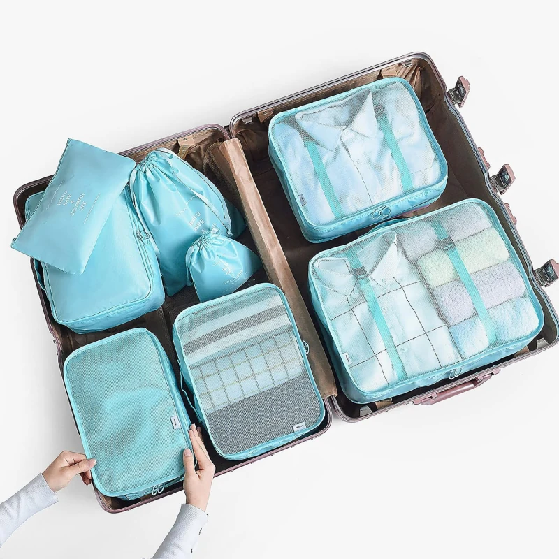 

New Arrival With Washing Cup Travel Storage Bag Set 8 Piece Set Foldable Clothing Bra Storage Bag