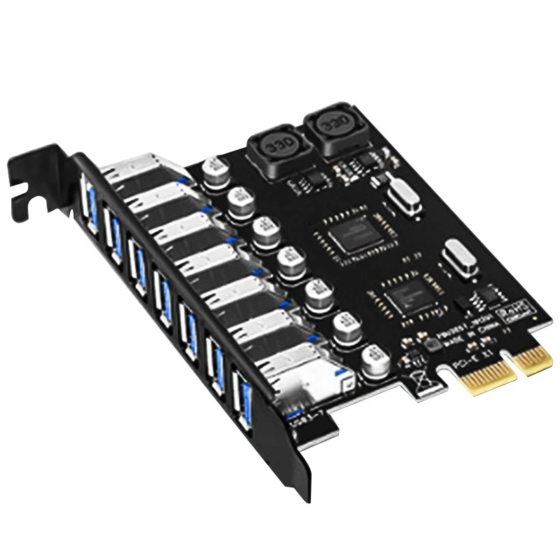 PCI-E To USB3.0 Expansion Card 7 Ports USB3.0 Expansion Adapter Card PCI-Ex1 Controller Converter For Desktop Computer