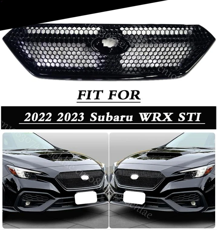

Для Subaru WRX VB 2022 2023, передний бампер, глянцевая черная решетка в сборе, стиль Sti