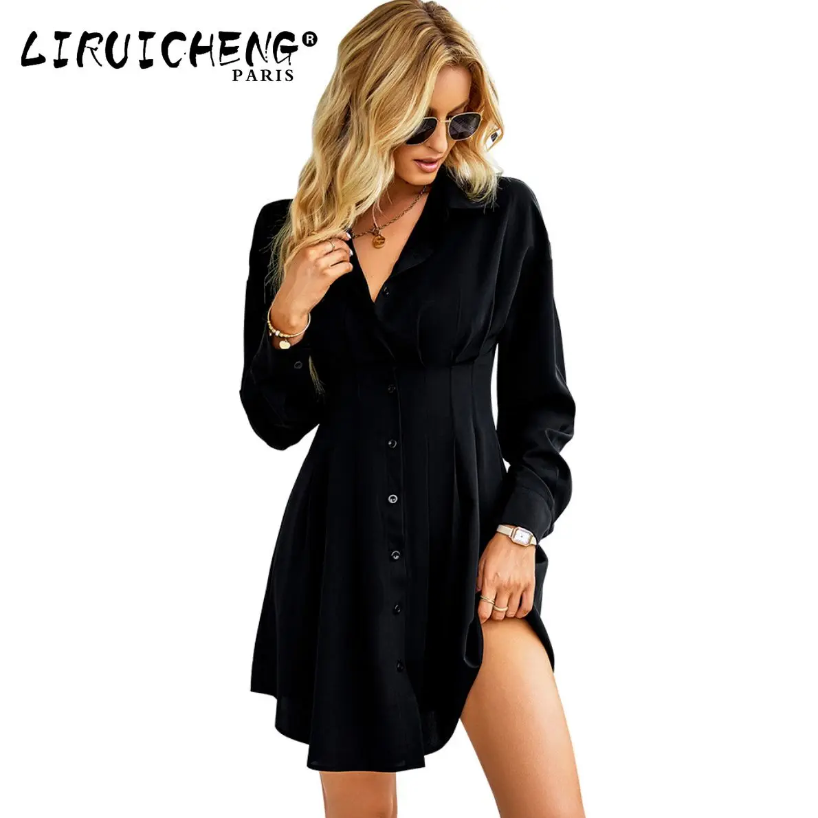 

2023 Women's Fashion Temperament Comfortable Winter Shirt Skirt Waist Slimming Temperament Female Dress