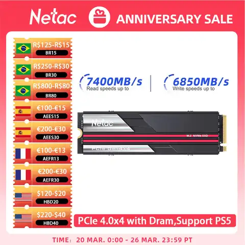 SSD-накопитель Netac NV7000, 1 ТБ, M.2 PCIe 4,0x4 NVMe 7200