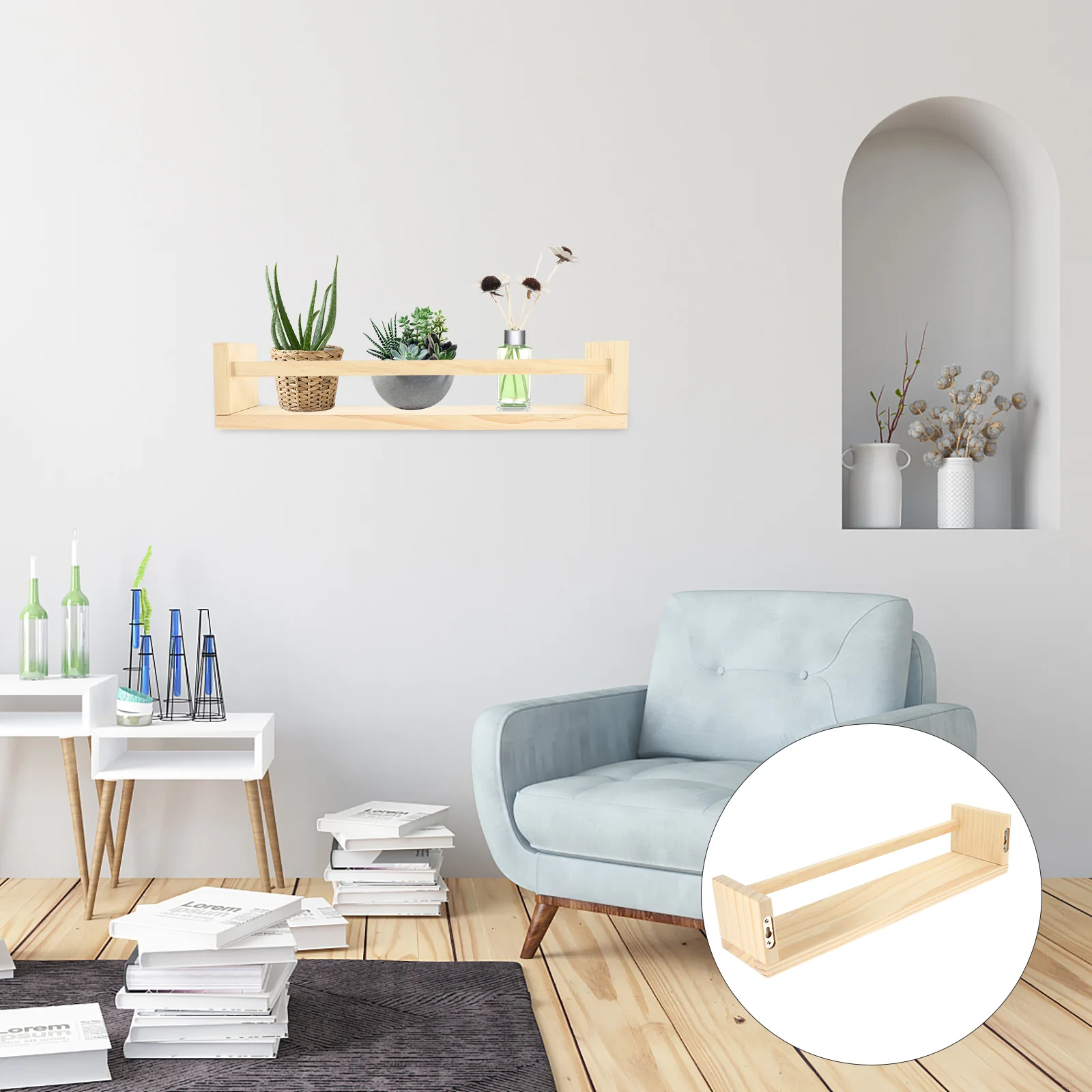 

Spices Wall Floating Shelf Mounted -mounted Bathroom Wooden Small Office