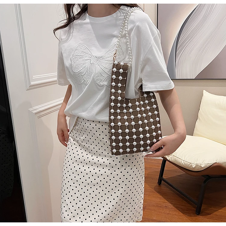 Женская сумка-Кроссбоди с жемчужной цепочкой 2024