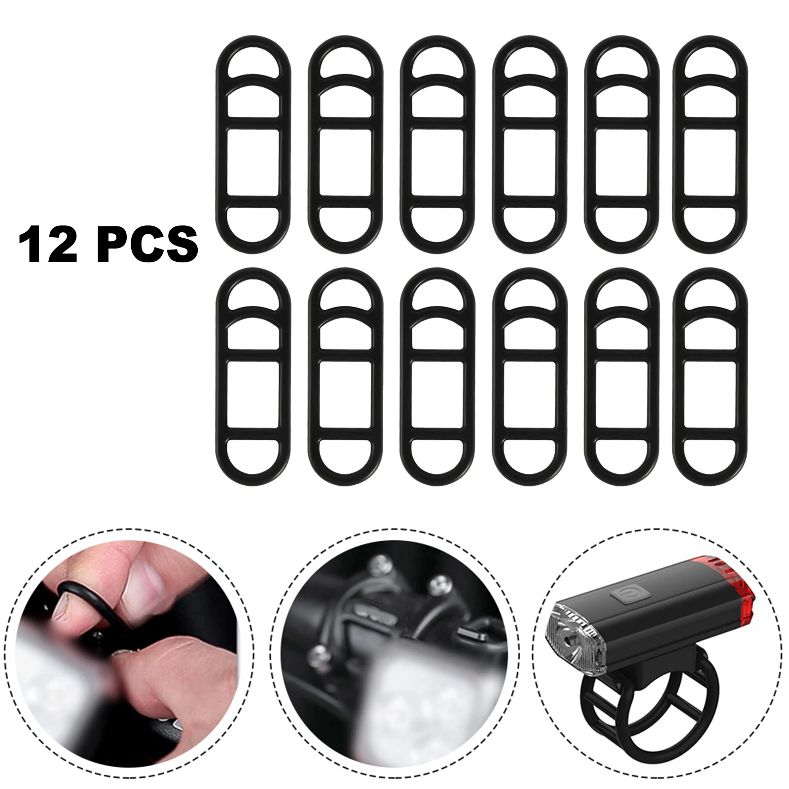 

12PCS Bicycle Silicone Strap Stretch Rubber Rings Torch Rubber Holder Mirror Recorder Fixed Rubber Band Headlight Accessories