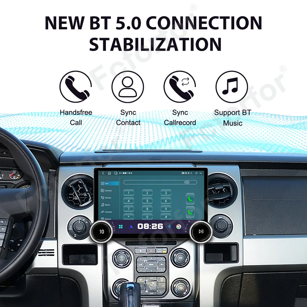 Фото Автомагнитола Android 15 с ультрабольшим сенсорным Full HD дисплеем 11,5 дюймов, беспроводным CarPlay и GPS-навигацией для Ford F150 Raptor 2009-2014 №4