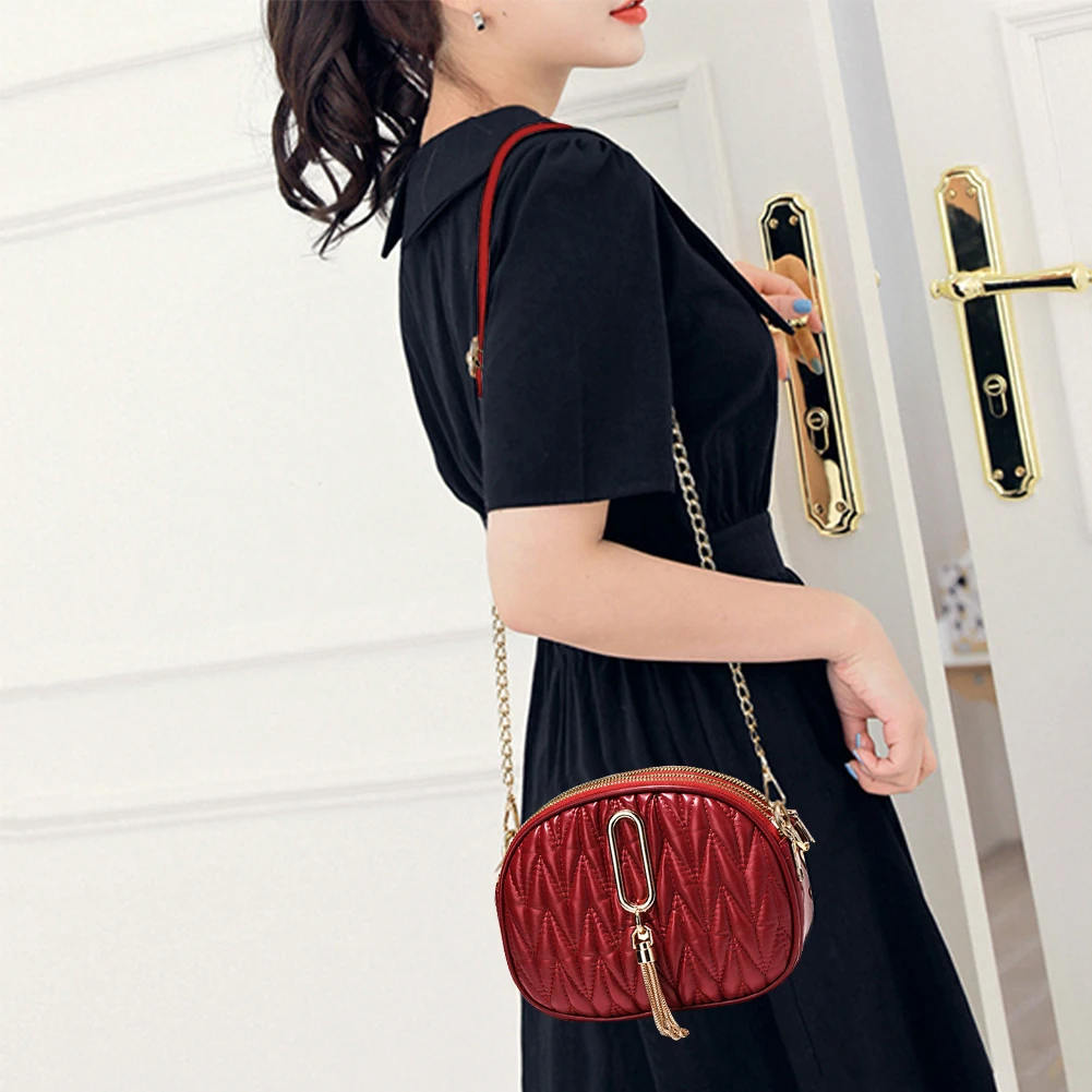 

Модные сумки на плечо Sehll, однотонные женские сумки через плечо, повседневные сумки-мессенджеры из искусственной кожи с цепочкой и кисточко...