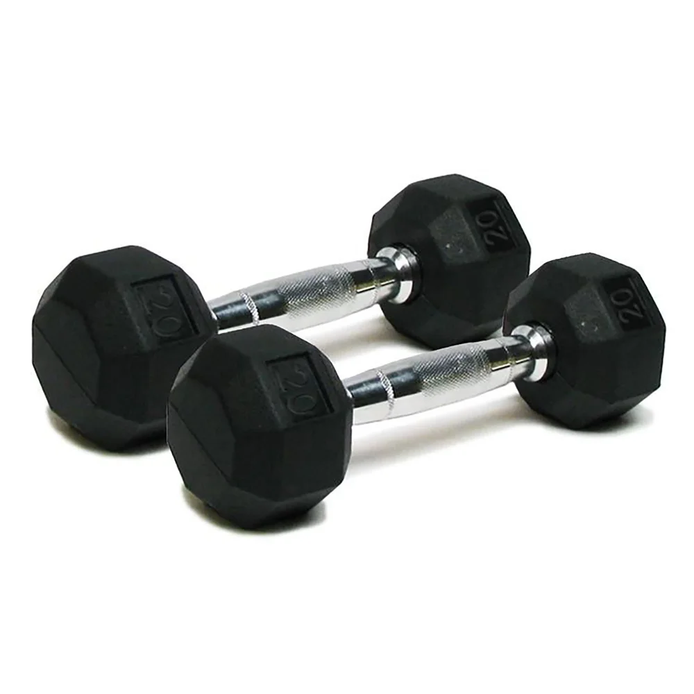 Rubber and Cast Iron Hex Dumbbell Set, 20 Lbs., Black, Includes 2 Weights  Weights for Fitness  Dumbbell Set