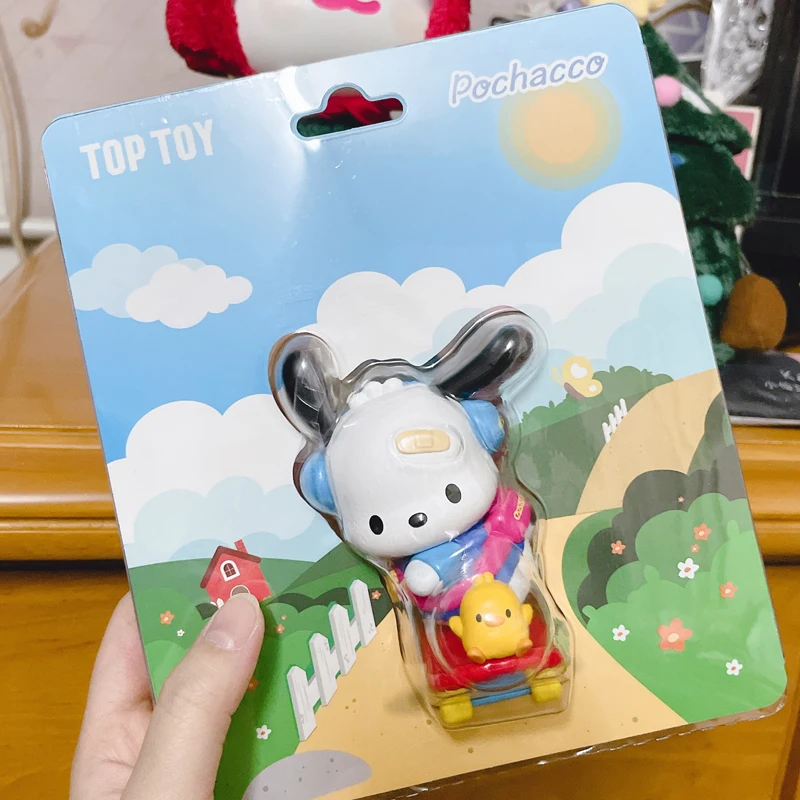 

Original Sanrio Pochacco Figure Let's Skateboard Together Action Figurines 10.5cm Kawaii Anime Model Statue Kids Children gifts
