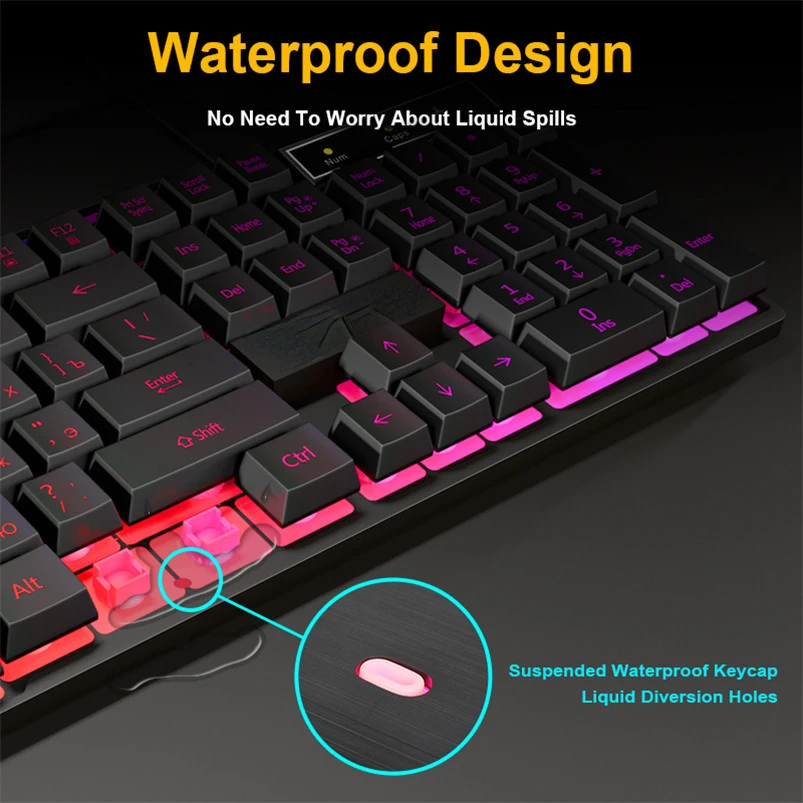 

Original Keyboard And Mouse For Computer Pc RGB Gaming Keyboard Laptop Backlight Gamer Kit 104 Keycaps Russian Wired Usb Keybo