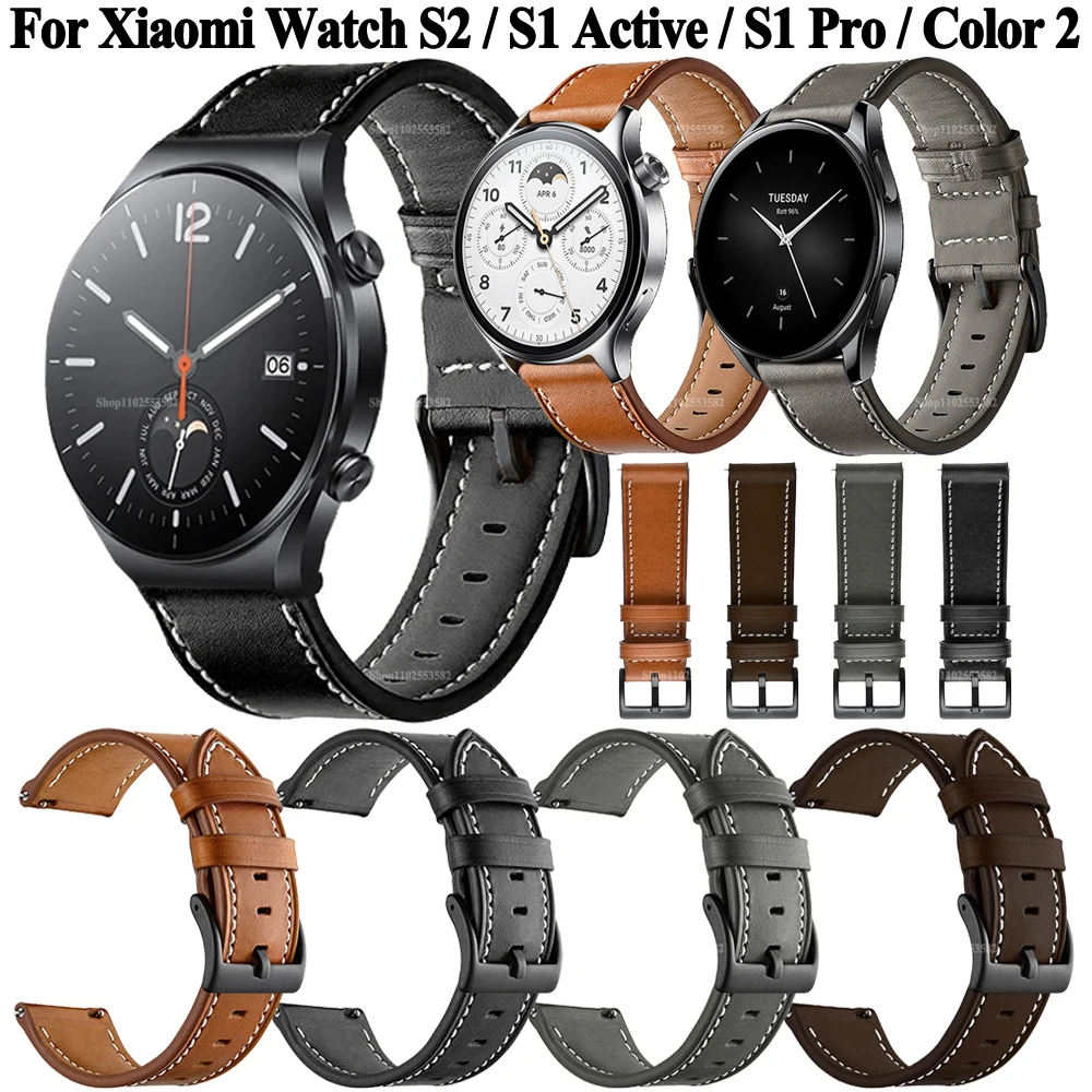 

Кожаный ремешок 22 мм для смарт-часов Xiaomi Mi Watch S1 Active Pro Color 2 Sport, ремешок для смарт-часов S2 46 42, браслет на запястье