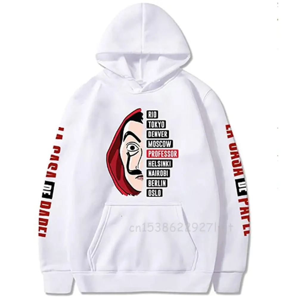 

La Casa De Papel Women Men Women Men Unisex Hoodies Sweatshirts TV Show Money Heist Novelty Paper House Hoodie