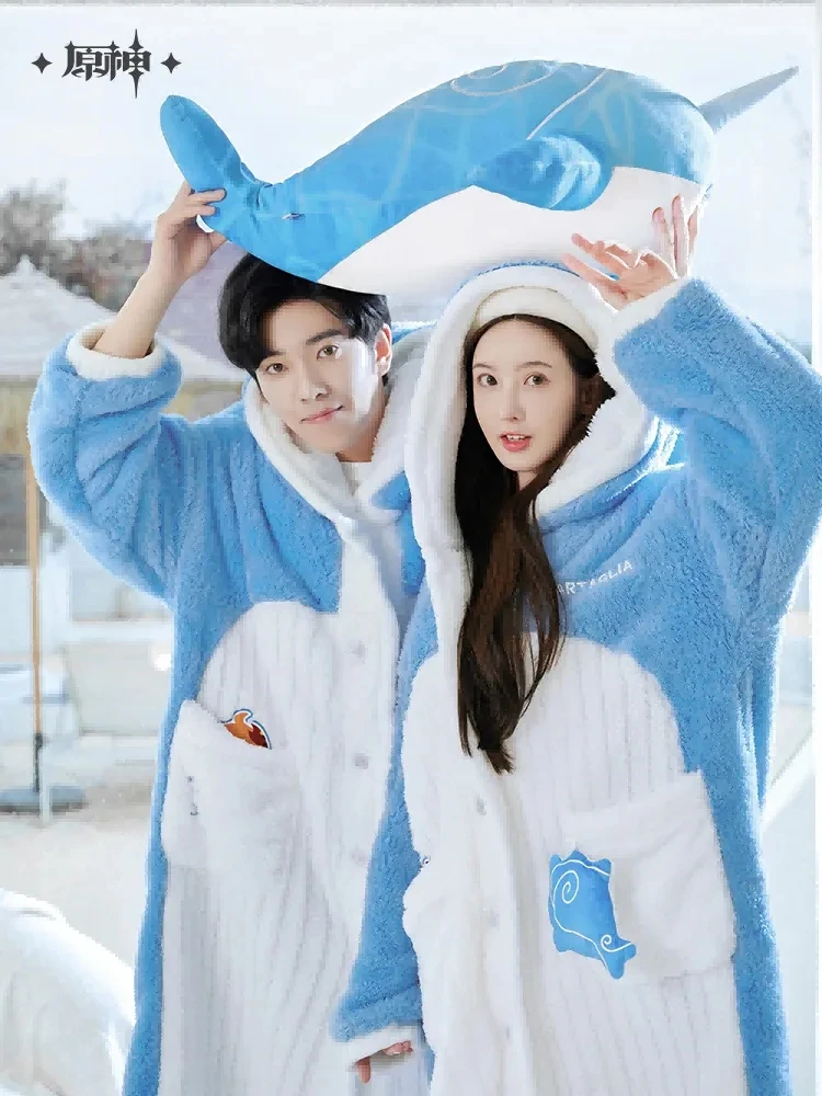 

Халат в стиле аниме Genshin Impact tataglia, плотный теплый фланелевый банный халат, мягкая ночная рубашка с клетками