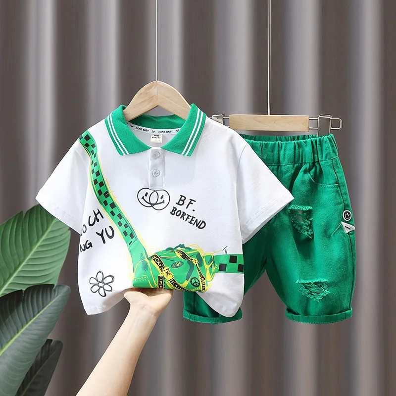 

Fashion Summer Baby Clothes For Girls Children Cotton T-Shirt + Shorts 2Pcs/Sets Boys Casual Costume Kids Tracksuits 2-11Year