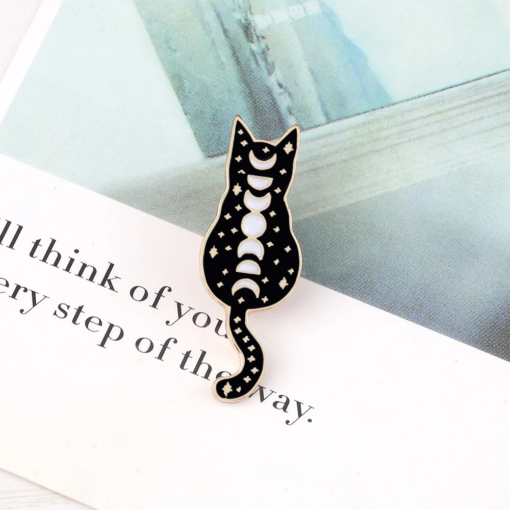 6 стилей стильные черные кошачьи эмалированные булавки металлические броши в