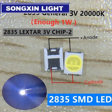 100 шт. оригинальный LEXTAR 2835 3528 1210 3 в 2 Вт SMD светодиодный для ремонта подсветки телевизора холодный белый ЖК-подсветсветодиодный