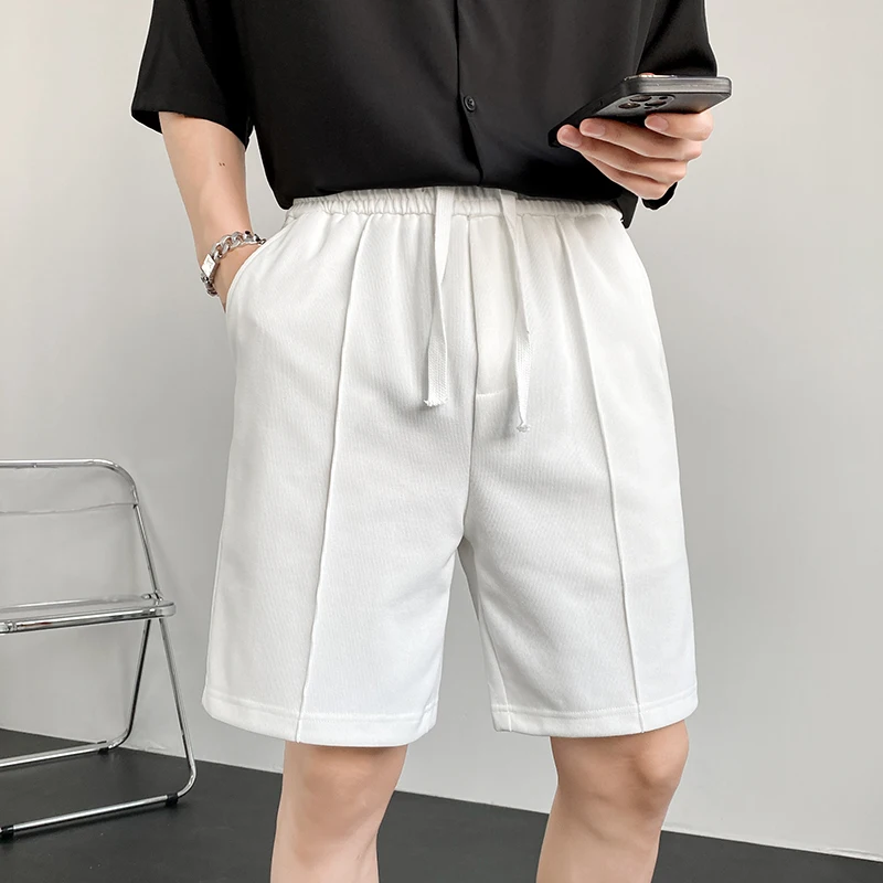

4Colors Summer Simple Solid Sports Casual Shorts For Men Clothing 2022 Elastic Waist Knee Length Loose Short Homme Streetwear