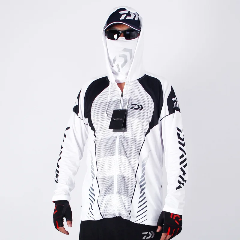 

2023 Famous Brand Men Mesh Breathable Hood Mens A Sports Fishing Outdoor Fishing Clothes New White Fishing Jersey Pesca
