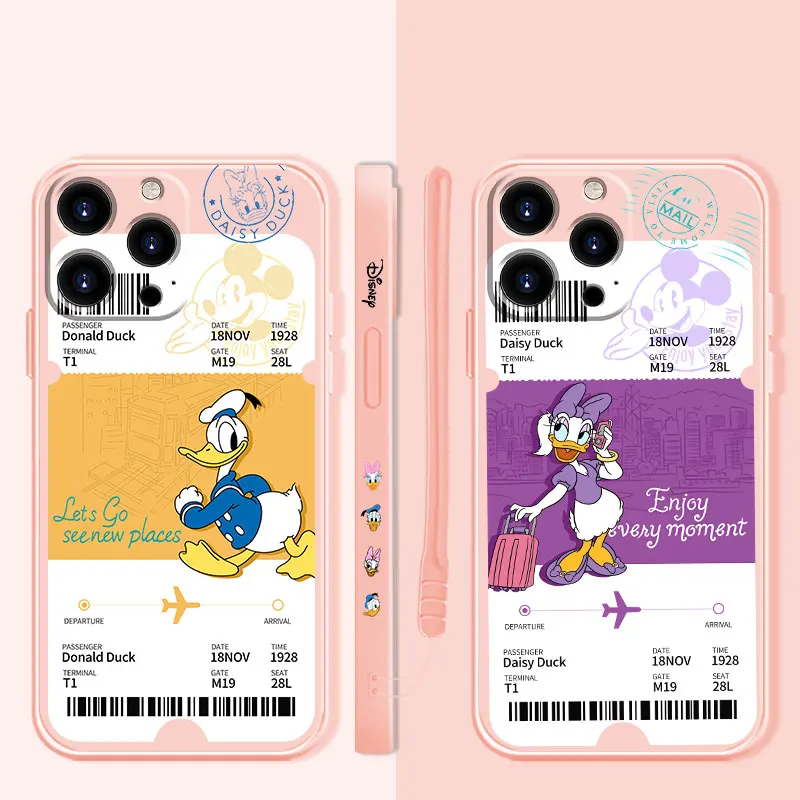 

Original Liquid Coque Disney Donald Daisy Travel Card For iPhone 14 12 7 XS XR 13 Pro Max 8 Plus 6 X 11 SE2 5S 6S Mini 5 Soft