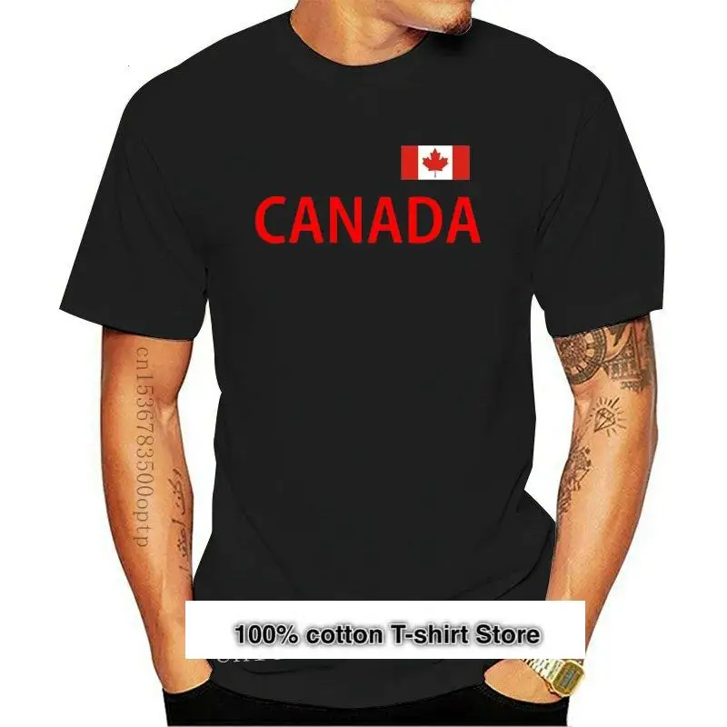 Camiseta con estampado de bandera de Canadá para mujer, camiseta negra, roja, S a XL, Canadá, Canadá, (1)