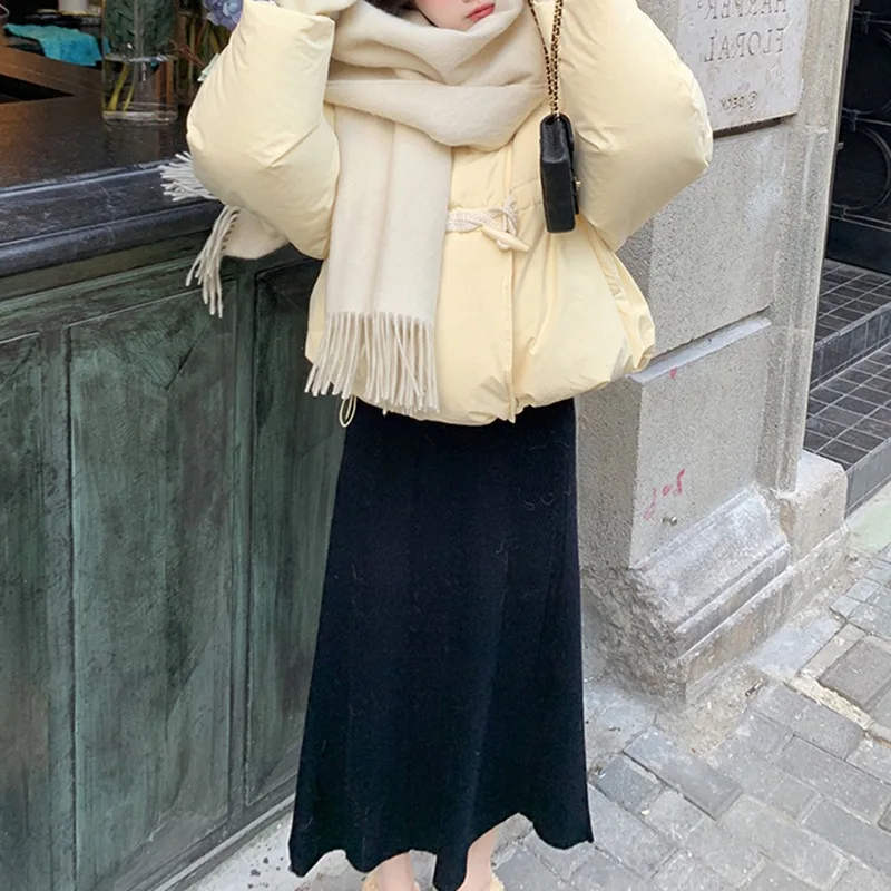 New Hooded Down Jacket Women's Winter Solid Colour Cotton Jacket Students Casual Top Thickening Warm Bread Clothes Jacket