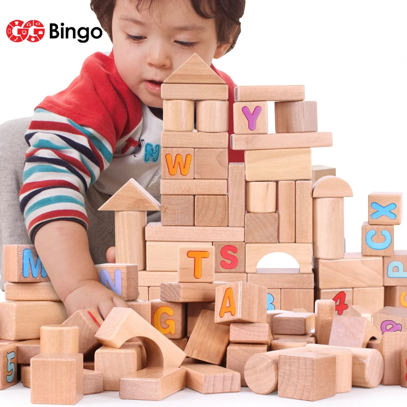 

GGbingo Wooden Building Blocks Toys Build Boy Girl Montessori Toys Learning Building Stacker Game Baby Educational Wood Toys