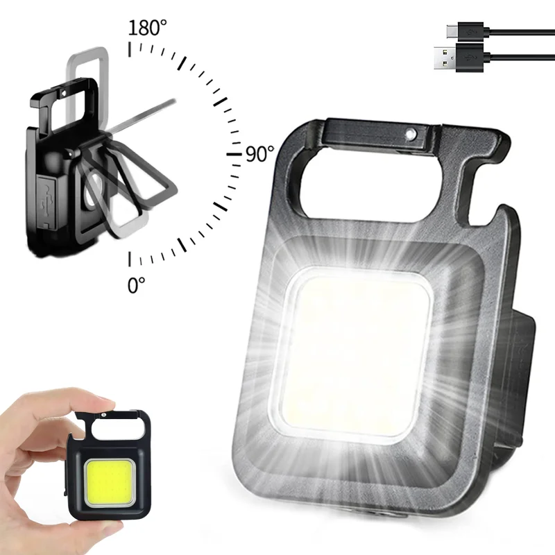 

Portable Mini Led Keychain Flashlights COB Work Light Rechargeable Waterproof Small Flashlight Pocket Work Light Outdoor Camping