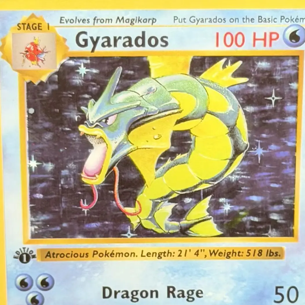 Фото Коллекционная карта POKEMON GAME GYARADOS-HOLO SHADOWLESS DIY Proxy PTCG 1999 года, оцененная, с особым дизайном, редкая, GEM MT, 10 карточек, подарки с этикетками №2
