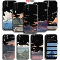 hand painting landscape phone case for samsung galaxy a11 a12 a20 a21 a21s a22 a31 a32 a42 a51 a52 a70 a71 a72 5g black back