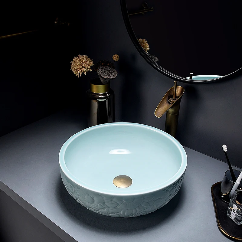 

Oval Jingdezhen Bathroom ceramic sink wash basin Counter Top Wash Basin Bathroom Sinks oval vanity basin