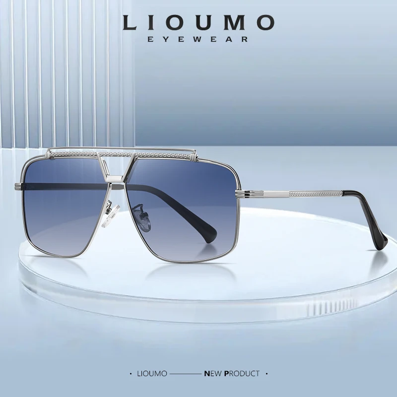 

LIOUMO High Quality Retro Sunglasses Men Polarized Double Bridge Frame Glasses Women Anti-Glare Driving Goggles zonnebril heren