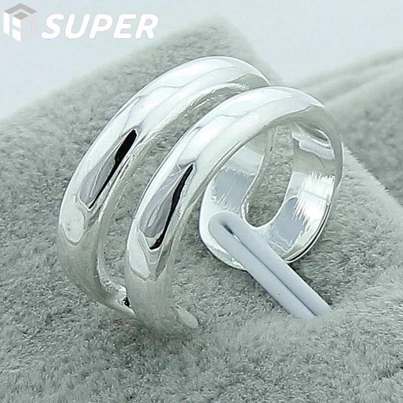 

925 Sterling Silver Double Line Rings Female Couple Rings for Woman Man Jewelry Elegant Retro Party Gift