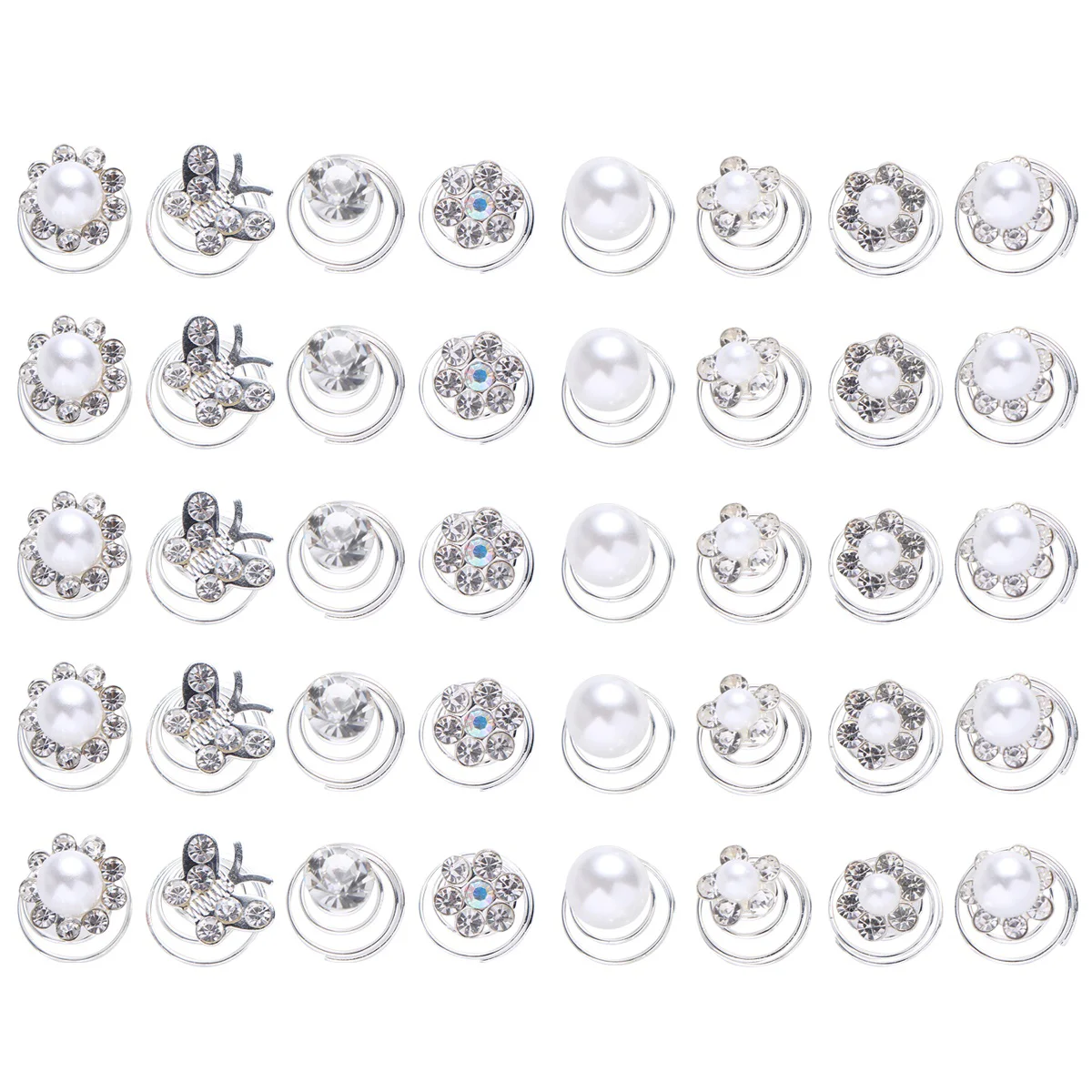 

Hair Clipspins Rhinestone Accessories Spiral Women Jewelry Wedding Braids Jewels Mini Bridal Crystal Flowerclip Stick