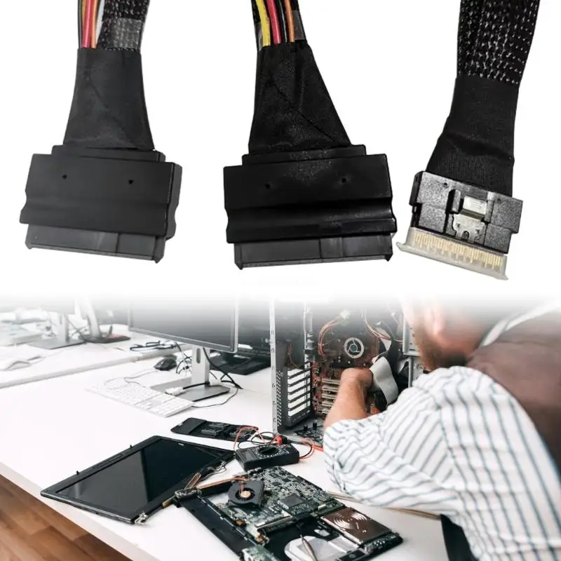 Высокоскоростной кабель-переходник от SFF8654(8i) до 2SFF-8639 NVME 75 см Прямая поставка