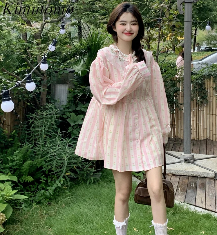 Kimutomo розовое платье с вышивкой для тяжелой промышленности женщин сетчатый