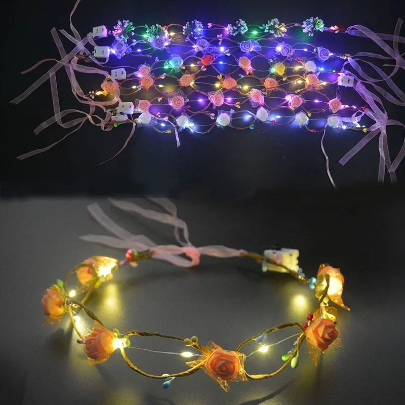 Светящаяся гирлянда вечерние Корона повязка на голову с цветком светодиодный