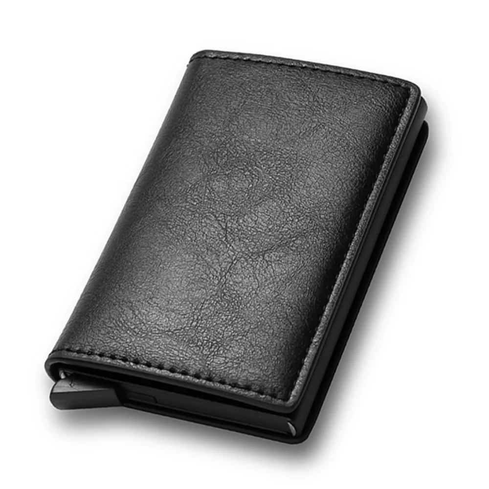 

Credit Card Holder Men Wallet RFID Blocking Protected Aluminium Box PU Leather Wallets with Money Clip Designer Cardholder