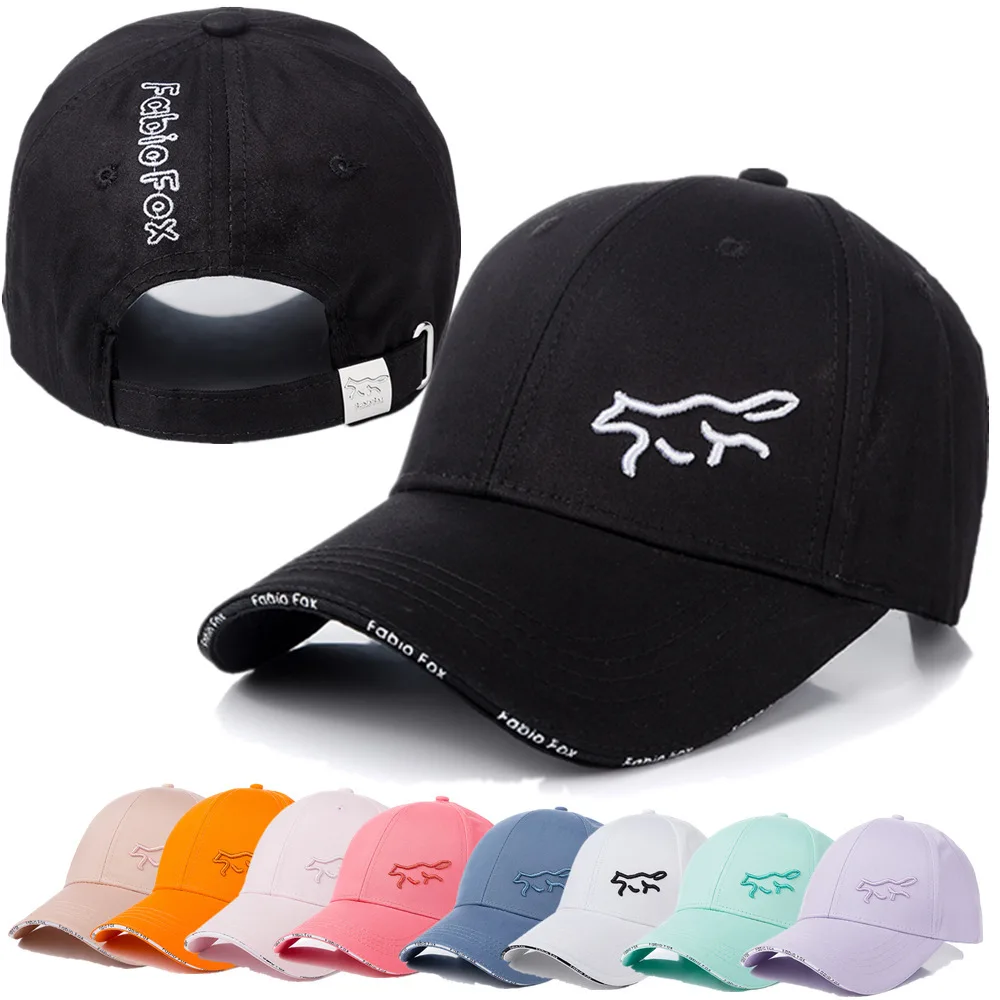 

Adjustable Unisex Fox Embroidered Baseball Cap Men and Women Korean Version Fashion Cotton Visor for Lovers Casual Sun Hat