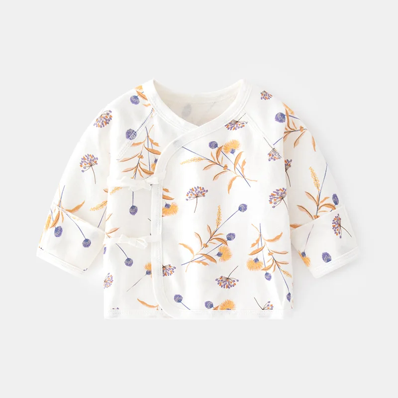 

Designer Undershirt For Newborn Baby Casual Fashion Full Printed White Long-sleeved Tops Infantil Cute Pure Cotton Loose T-shirt