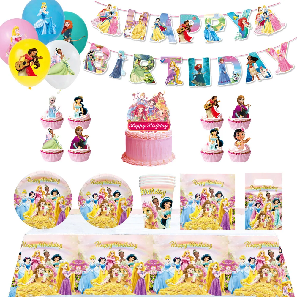 

Disney Belle Cinderella Princess Theme Birthday Party Decoration Disposable Tableware Latex Balloon Banner Baby Shower Girl Gift